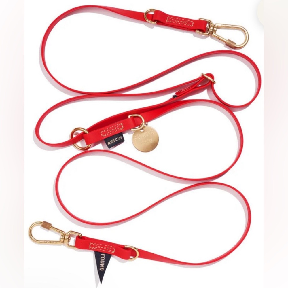 NWT FOUND MY ANIMAL WATER RESISTANT ADJUSTABLE 7FT LEASH - RED - MADE IN NY, USA